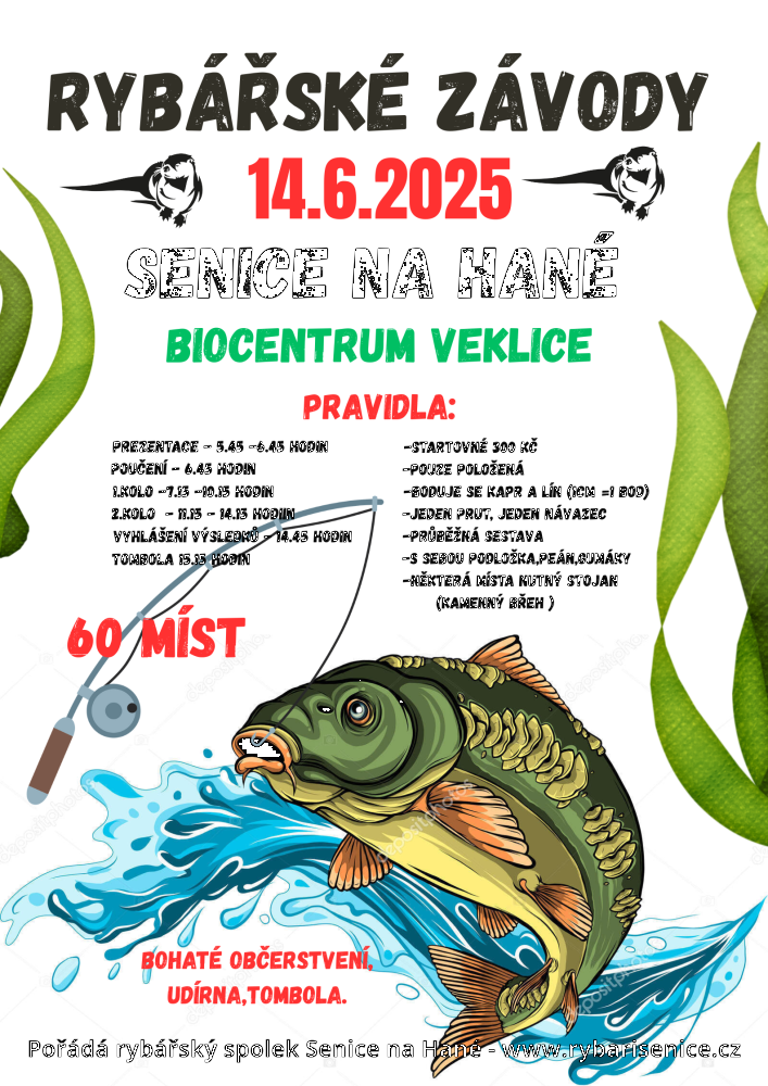 Rybářské závody 14.6.2025 v Senici na Hané - biocentrum Veklice